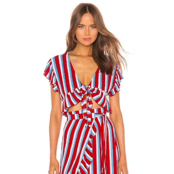 Lovers + Friends Tops - Lovers & Friends Waves for Days Americana Stripe Crop Top